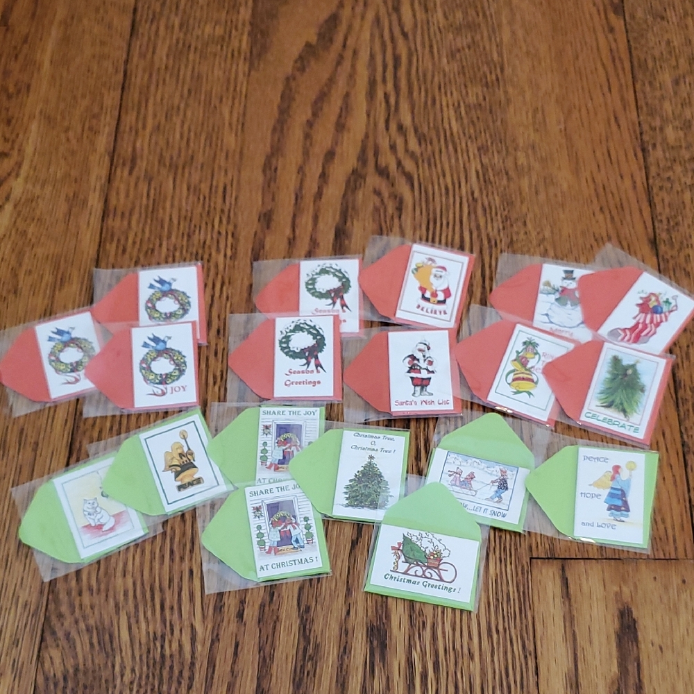 Vintage Miniature 1 1/2" Holiday Cards/Ennvelopes